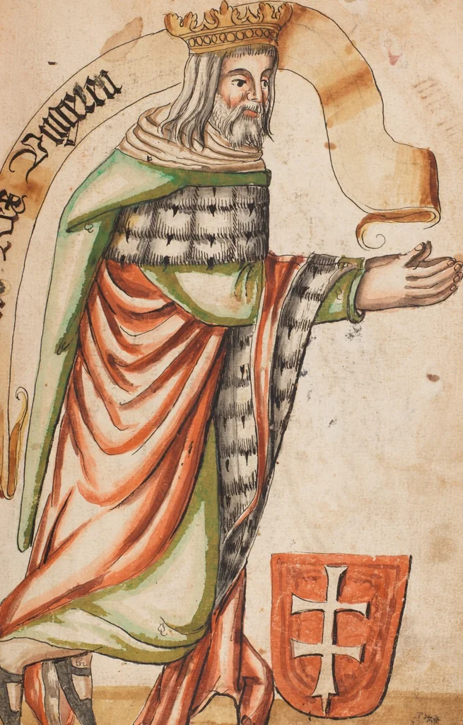 An illustration from Portraits of the Habsburg family and of knights killed in the Battle of Sempach (1386), 1560, leaf 21