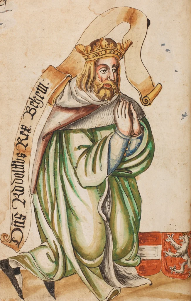 An illustration from Portraits of the Habsburg family and of knights killed in the Battle of Sempach (1386), 1560, leaf 28