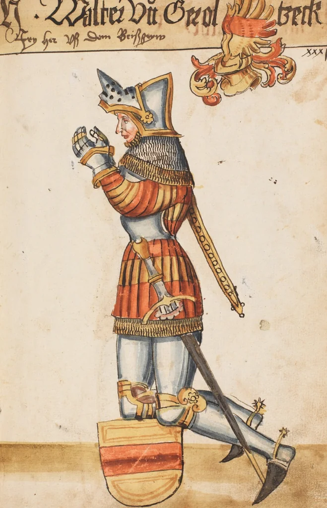 An illustration from Portraits of the Habsburg family and of knights killed in the Battle of Sempach (1386), 1560, leaf 41
