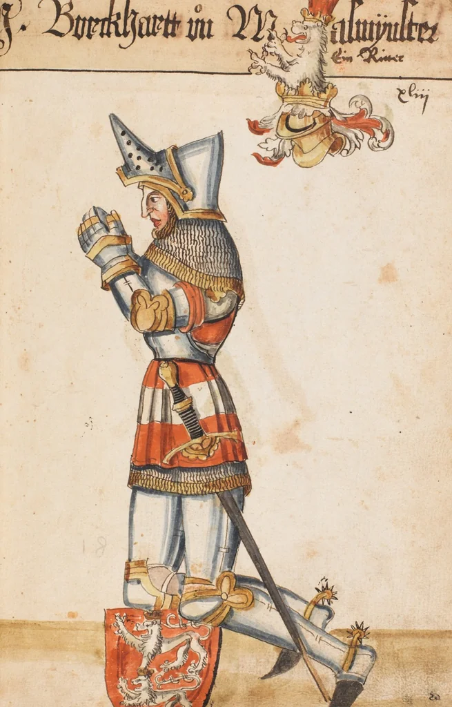 An illustration from Portraits of the Habsburg family and of knights killed in the Battle of Sempach (1386), 1560, leaf 53