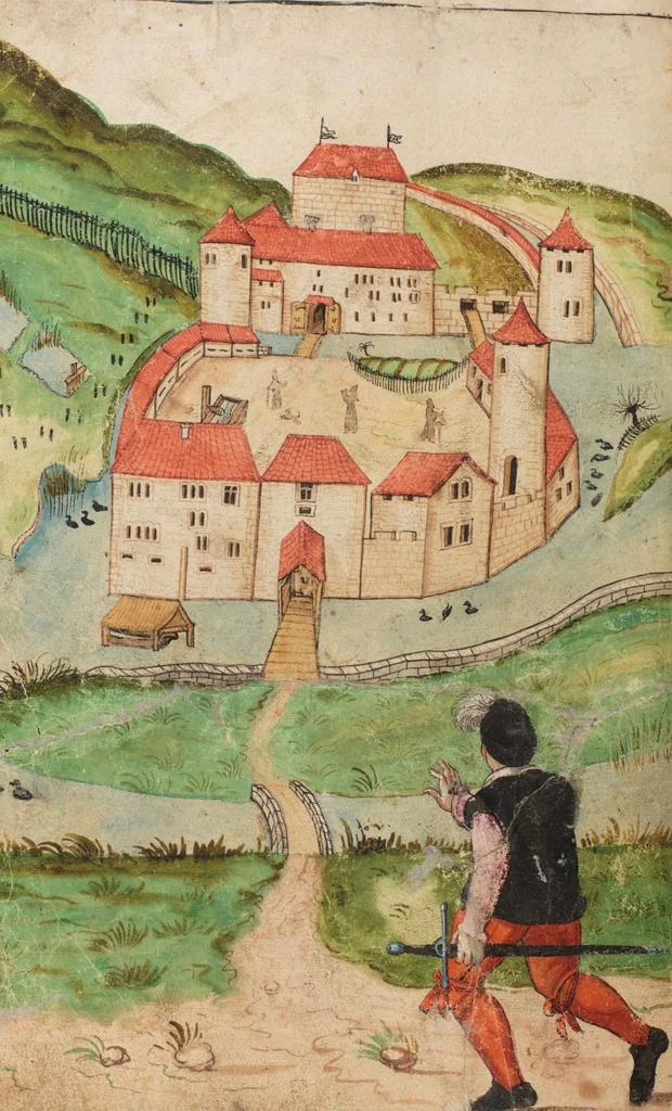 An illustration from The Housebook of the Lords of Hallwil, 1550, leaf 68