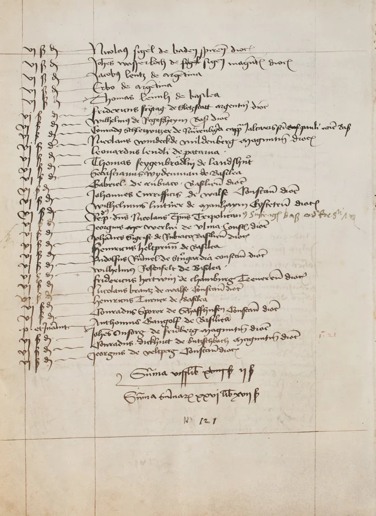 An illustration from Matriculation Register of the Rectorate of the University of Basel, Volume 1 (1460-1567), 1460, leaf 12