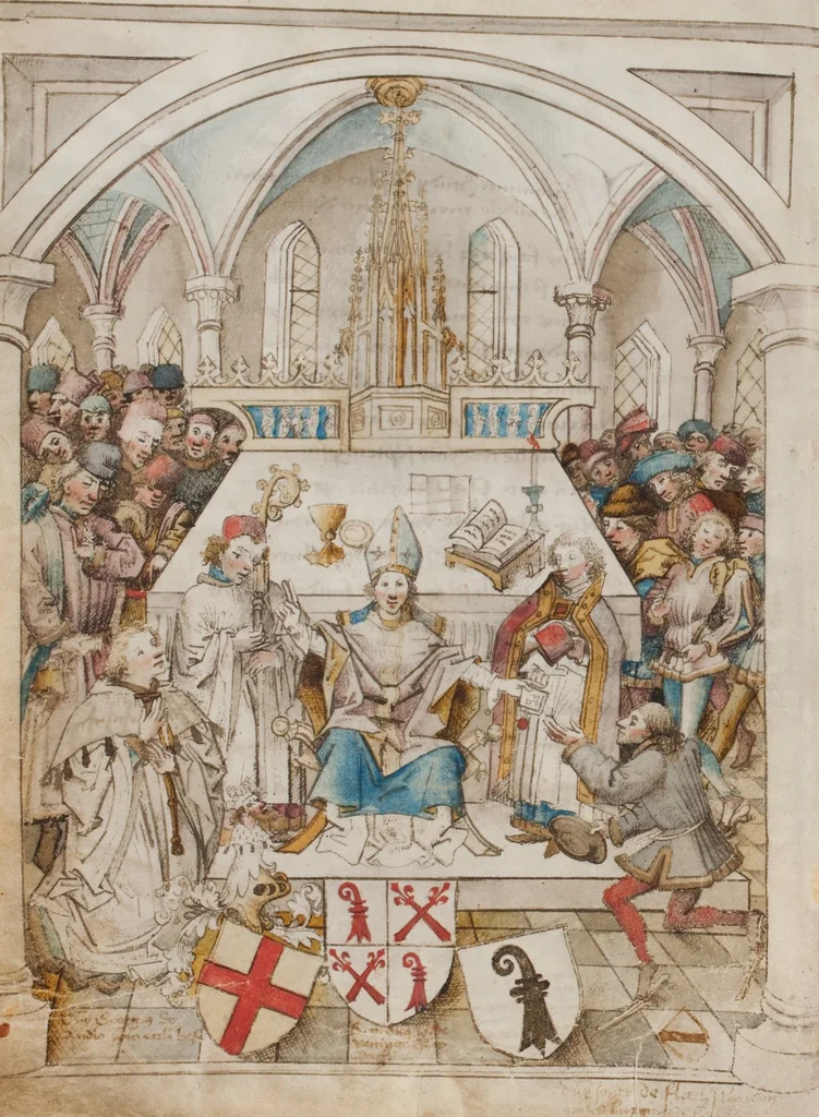 An illustration from Matriculation Register of the Rectorate of the University of Basel, Volume 1 (1460-1567), 1460, leaf 6