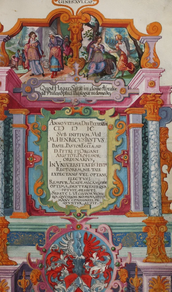 An illustration from Matriculation Register of the Rectorate of the University of Basel, Volume 2 (1586-1653), 1568, leaf 151