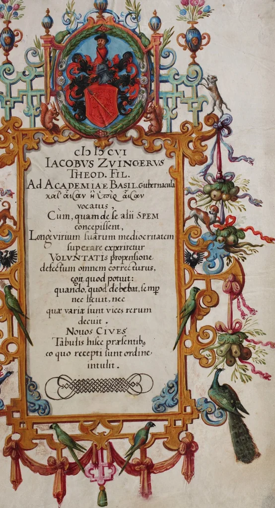 An illustration from Matriculation Register of the Rectorate of the University of Basel, Volume 2 (1586-1653), 1568, leaf 203