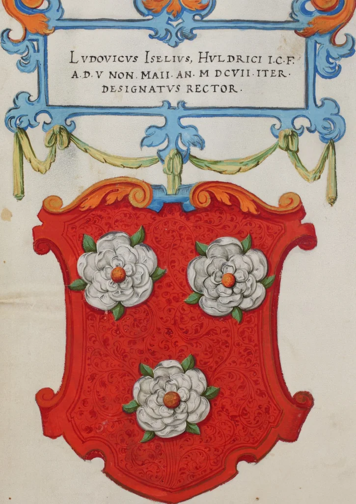 An illustration from Matriculation Register of the Rectorate of the University of Basel, Volume 2 (1586-1653), 1568, leaf 212