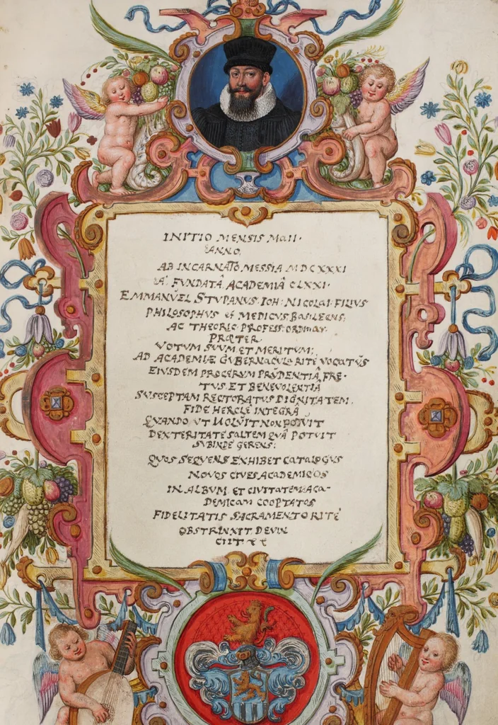 An illustration from Matriculation Register of the Rectorate of the University of Basel, Volume 2 (1586-1653), 1568, leaf 357