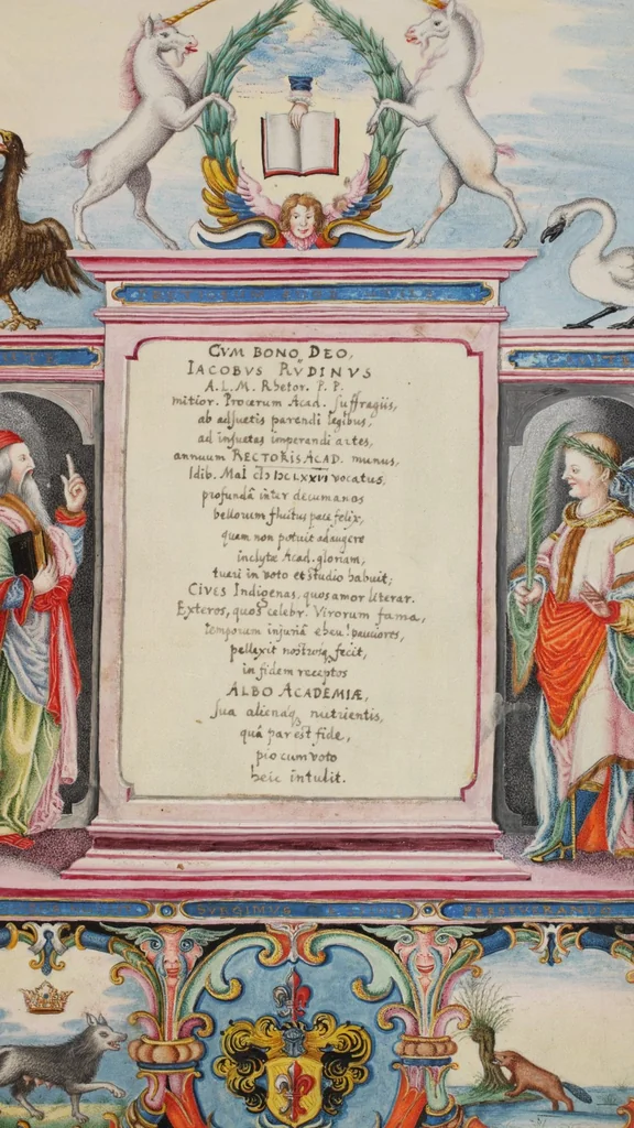 An illustration from Matriculation Register of the Rectorate of the University of Basel, Volume 3 (1654-1764), 1654, leaf 121