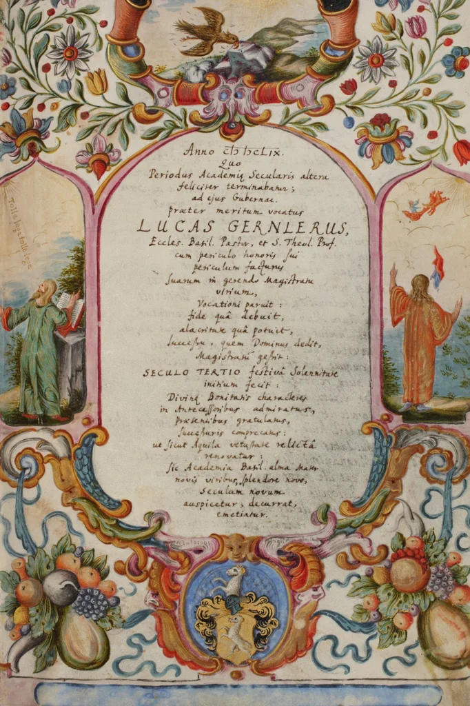 An illustration from Matriculation Register of the Rectorate of the University of Basel, Volume 3 (1654-1764), 1654, leaf 33