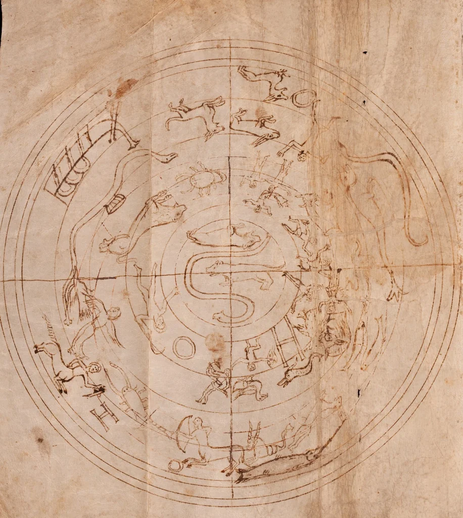 An illustration from Claudii Caesaris Arati Phaenomena, 850, leaf 12
