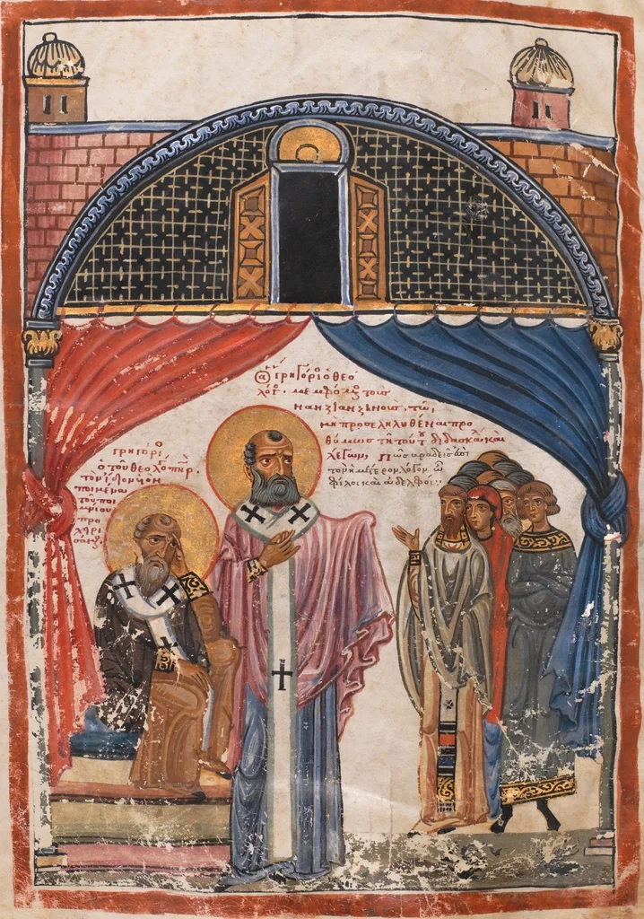 An illustration from Elias Cretensis, Commentarius in S. Gregorii Nazianzeni orationes, 1250, leaf 694