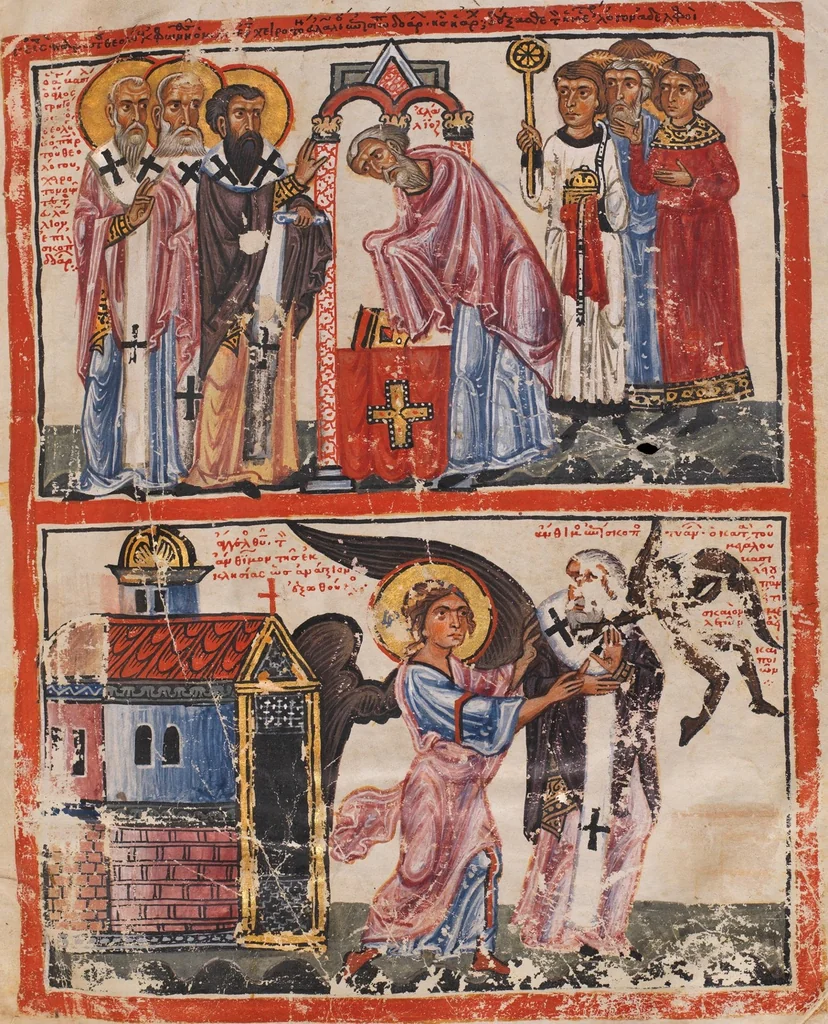 An illustration from Elias Cretensis, Commentarius in S. Gregorii Nazianzeni orationes, 1250, leaf 719