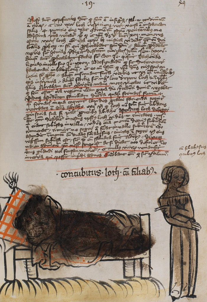 An illustration from Nicolaus de Lyra, Postilla super Genesim et Exodum, 1396, leaf 103