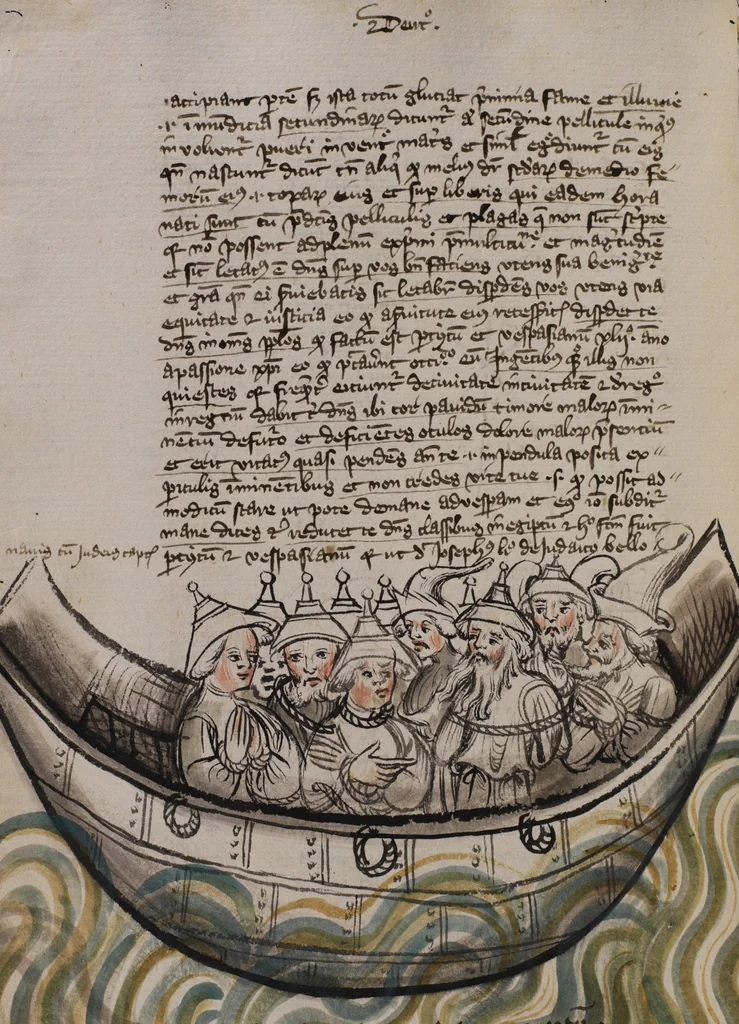 An illustration from Nycolaus de Lyra, Postilla super Leviticum, Numeros et Deuteronomium, 1397, leaf 322
