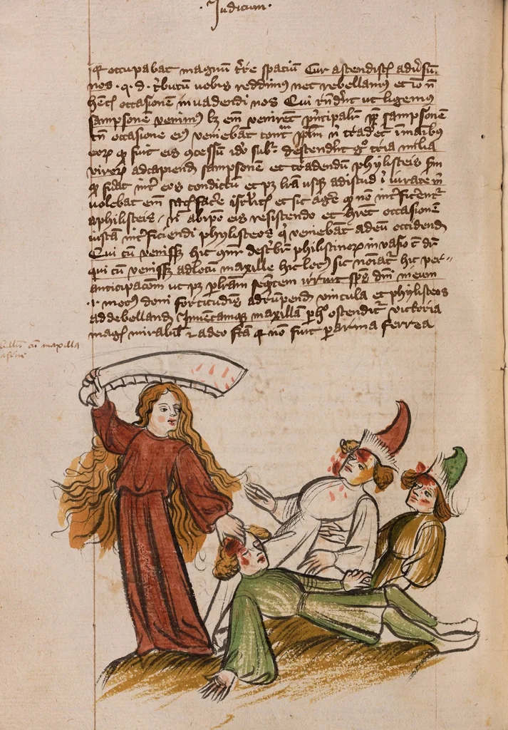 An illustration from Nycolaus de Lyra, Postilla super libros Iosue, Iudicum, Ruth, Esdrae, Iob, 1401, leaf 146