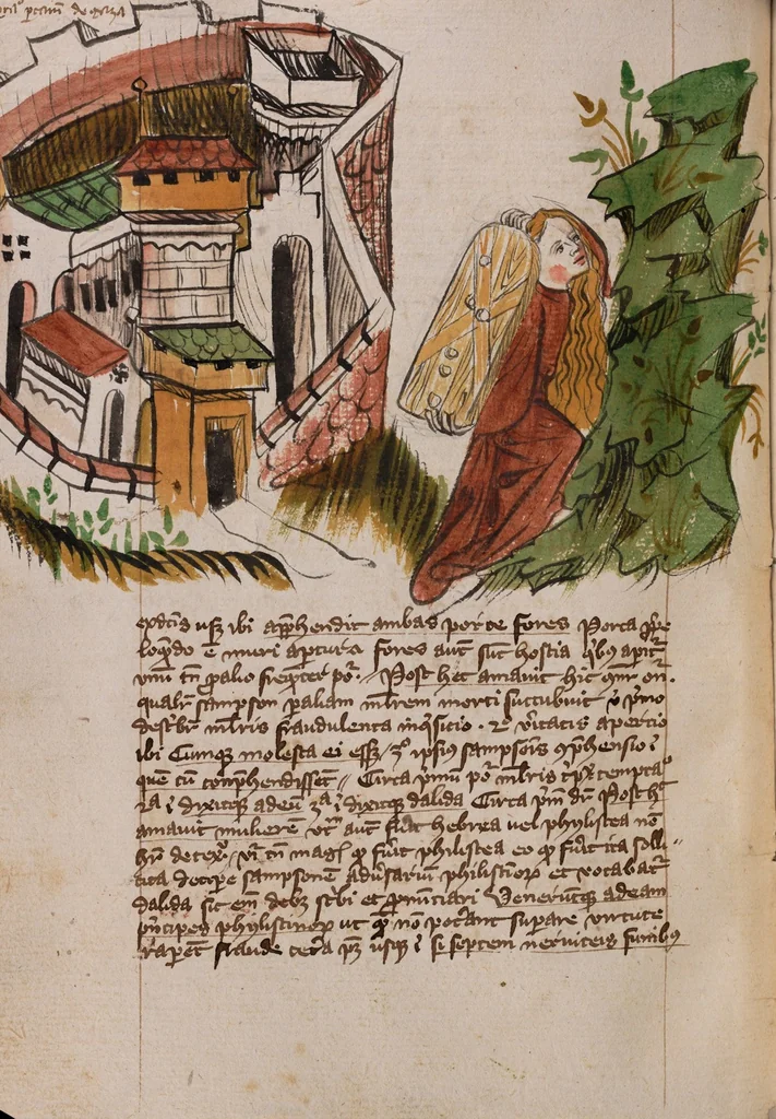 An illustration from Nycolaus de Lyra, Postilla super libros Iosue, Iudicum, Ruth, Esdrae, Iob, 1401, leaf 148