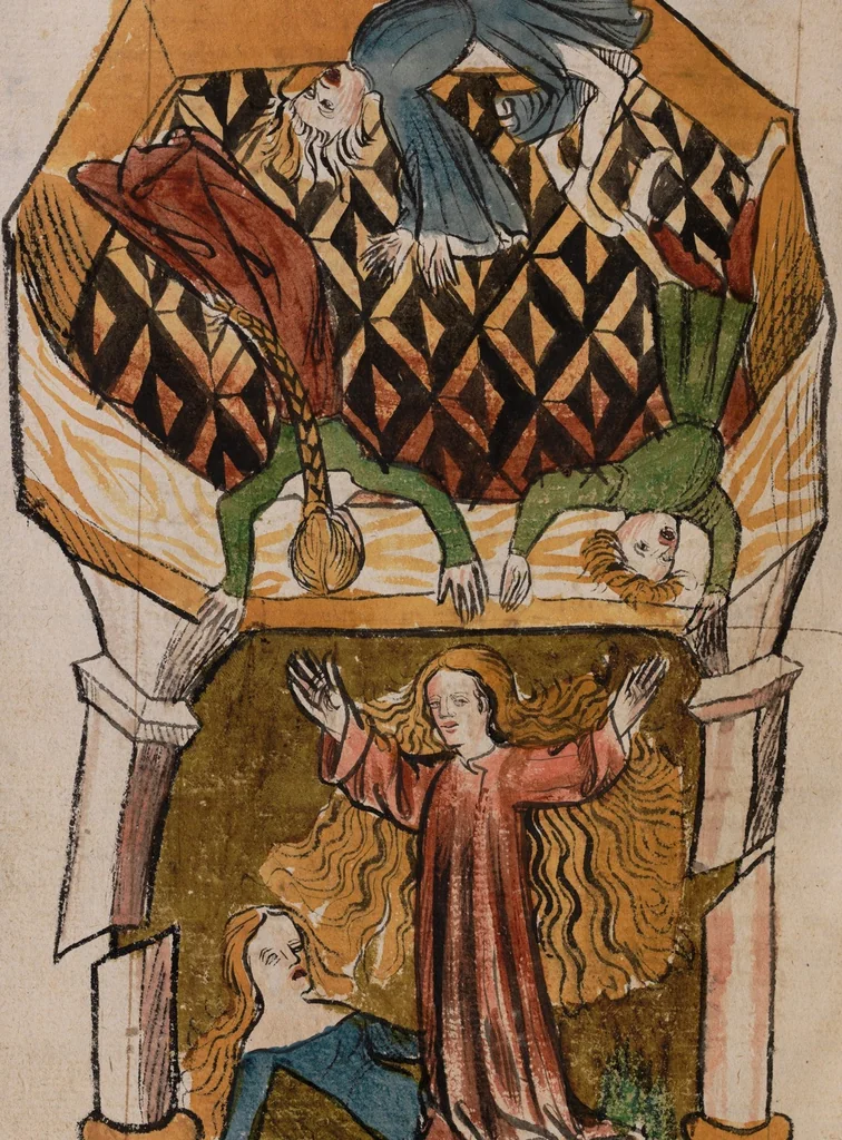 An illustration from Nycolaus de Lyra, Postilla super libros Iosue, Iudicum, Ruth, Esdrae, Iob, 1401, leaf 152