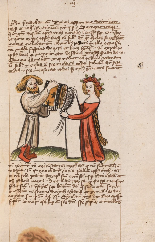 An illustration from Nycolaus de Lyra, Postilla super libros Iosue, Iudicum, Ruth, Esdrae, Iob, 1401, leaf 183