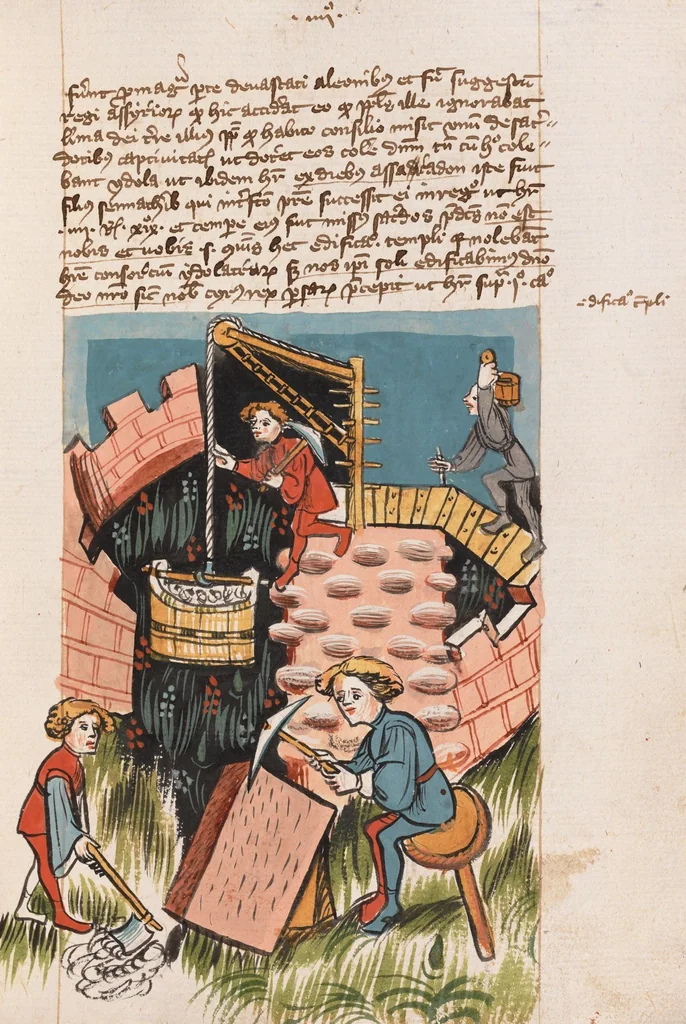 An illustration from Nycolaus de Lyra, Postilla super libros Iosue, Iudicum, Ruth, Esdrae, Iob, 1401, leaf 199