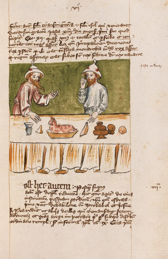An illustration from Nycolaus de Lyra, Postilla super libros Iosue, Iudicum, Ruth, Esdrae, Iob, 1401, leaf 209