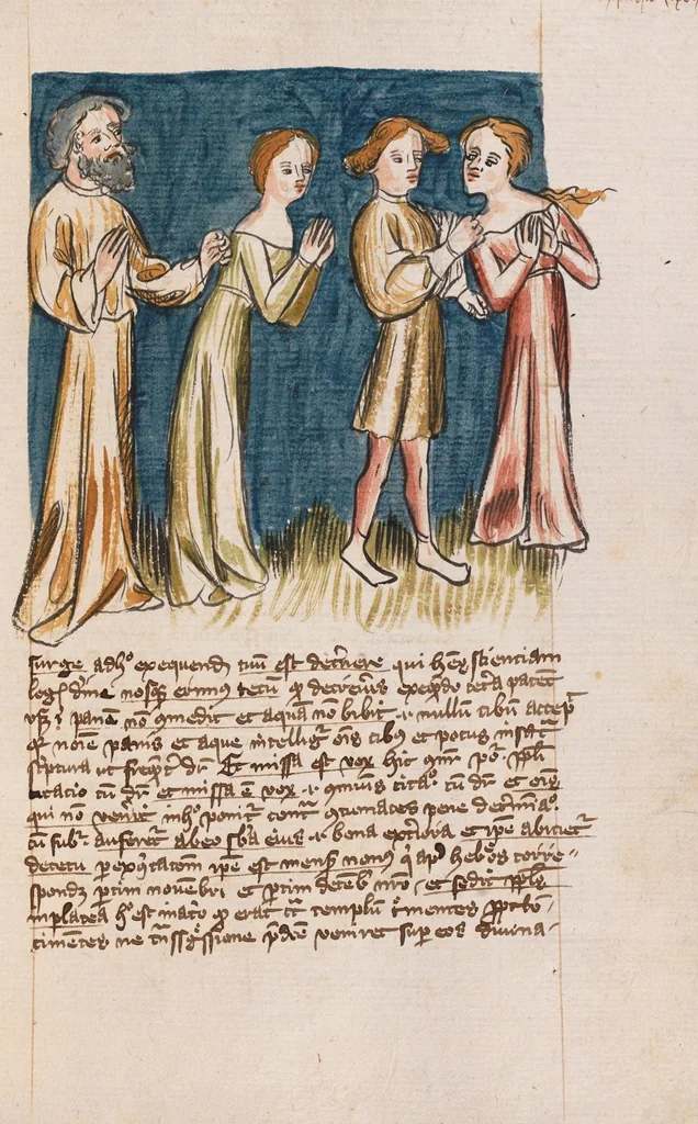 An illustration from Nycolaus de Lyra, Postilla super libros Iosue, Iudicum, Ruth, Esdrae, Iob, 1401, leaf 219