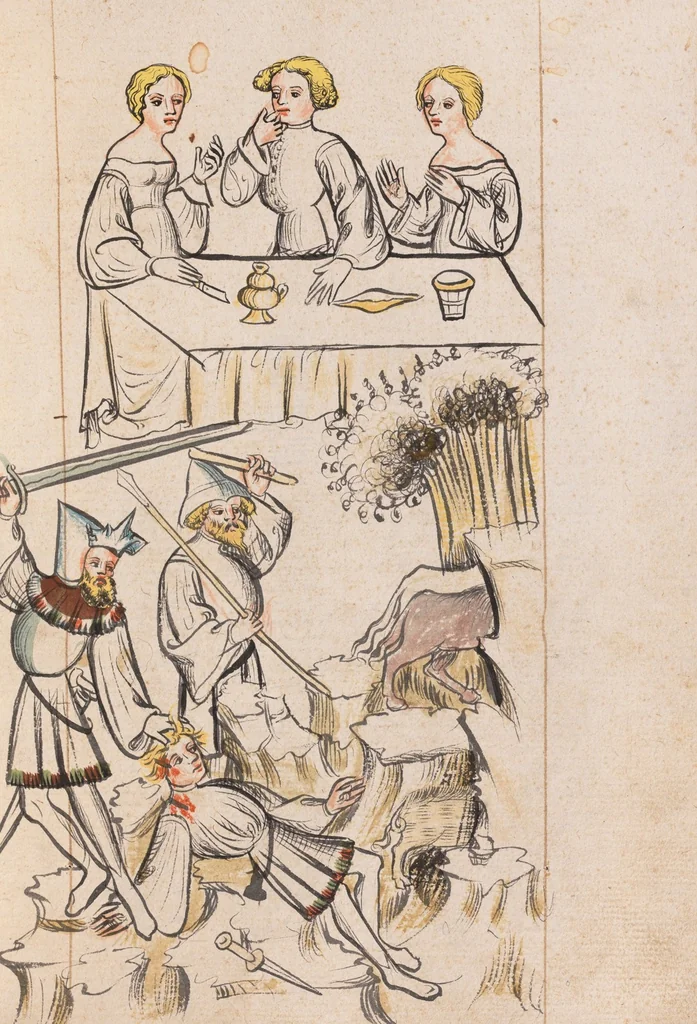 An illustration from Nycolaus de Lyra, Postilla super libros Iosue, Iudicum, Ruth, Esdrae, Iob, 1401, leaf 231