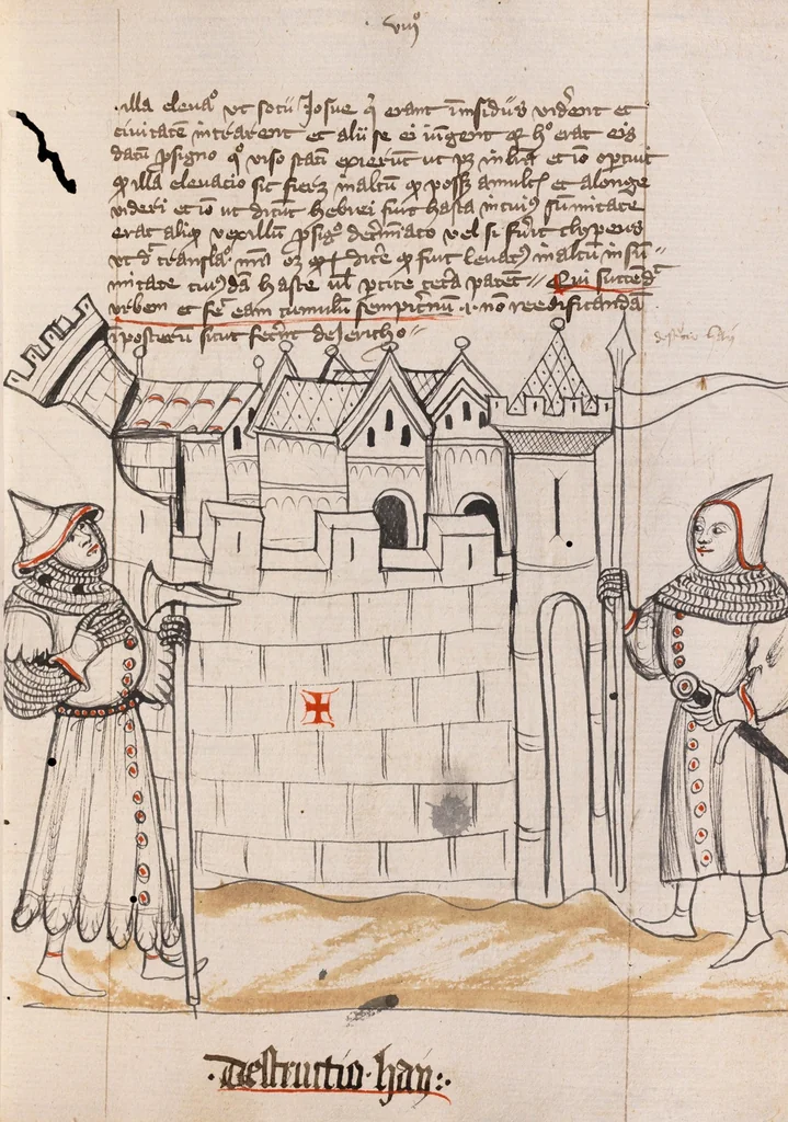 An illustration from Nycolaus de Lyra, Postilla super libros Iosue, Iudicum, Ruth, Esdrae, Iob, 1401, leaf 37