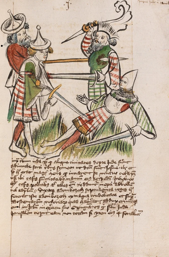 An illustration from Nycolaus de Lyra, Postilla super libros Iosue, Iudicum, Ruth, Esdrae, Iob, 1401, leaf 85