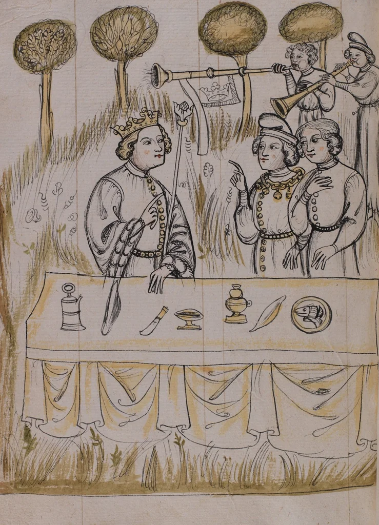 An illustration from Nycolaus de Lyra, Postilla super libros Regum et Esther, 1400, leaf 276