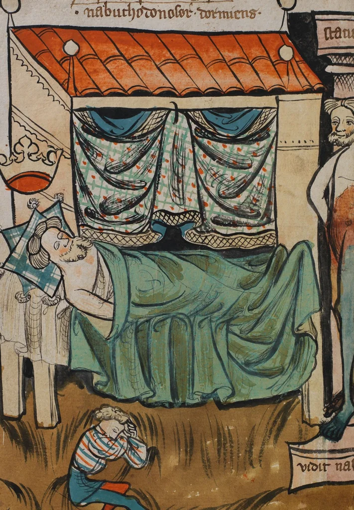 An illustration from Nycolaus de Lyra, Postilla super Ieremiam, Danielem, in Machabaeorum et Iudith, 1393, leaf 146