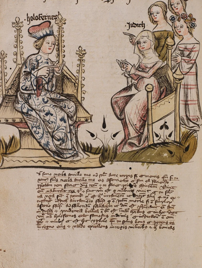 An illustration from Nycolaus de Lyra, Postilla super Ieremiam, Danielem, in Machabaeorum et Iudith, 1393, leaf 380