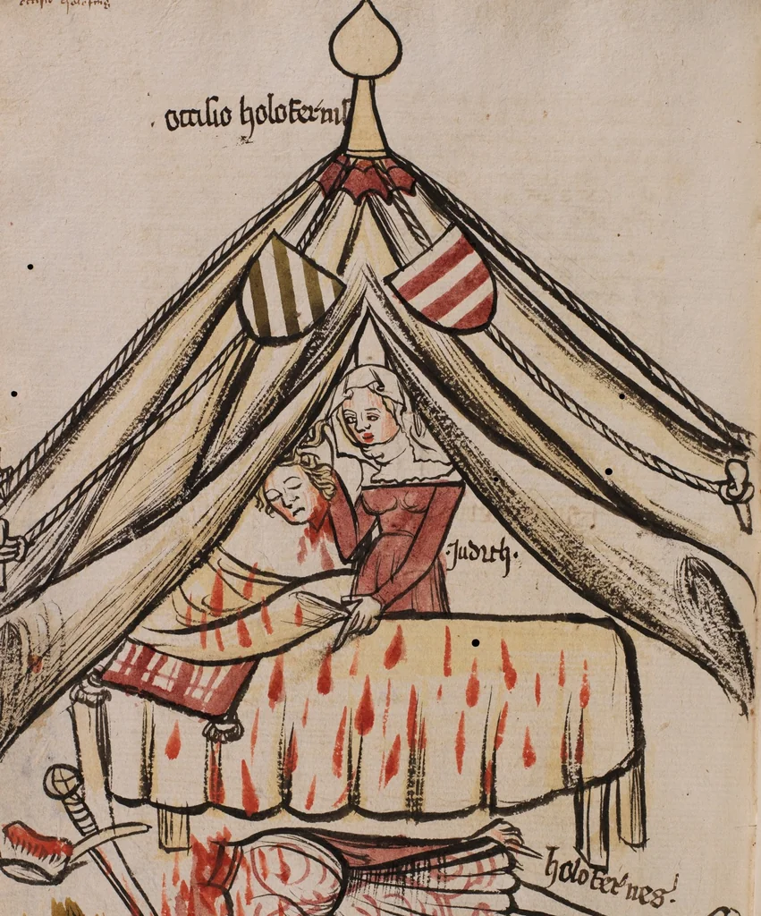 An illustration from Nycolaus de Lyra, Postilla super Ieremiam, Danielem, in Machabaeorum et Iudith, 1393, leaf 384