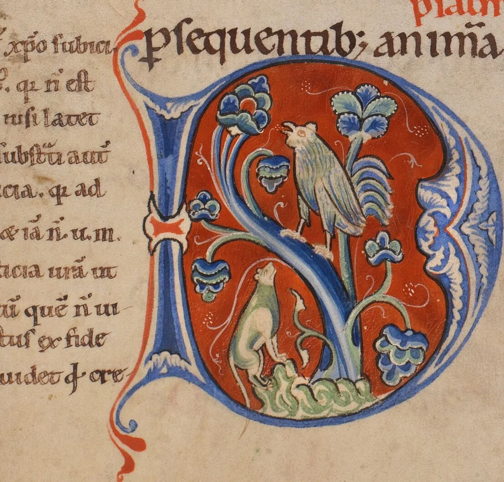 An illustration from Psalterium cum glossa ordinaria; Cantica ad laudes et ferialia glossata, 1150, leaf 359