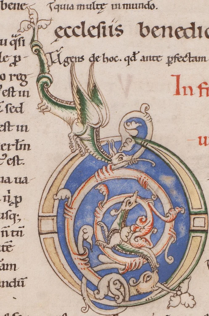 An illustration from Psalterium cum glossa ordinaria; Cantica ad laudes et ferialia glossata, 1150, leaf 76