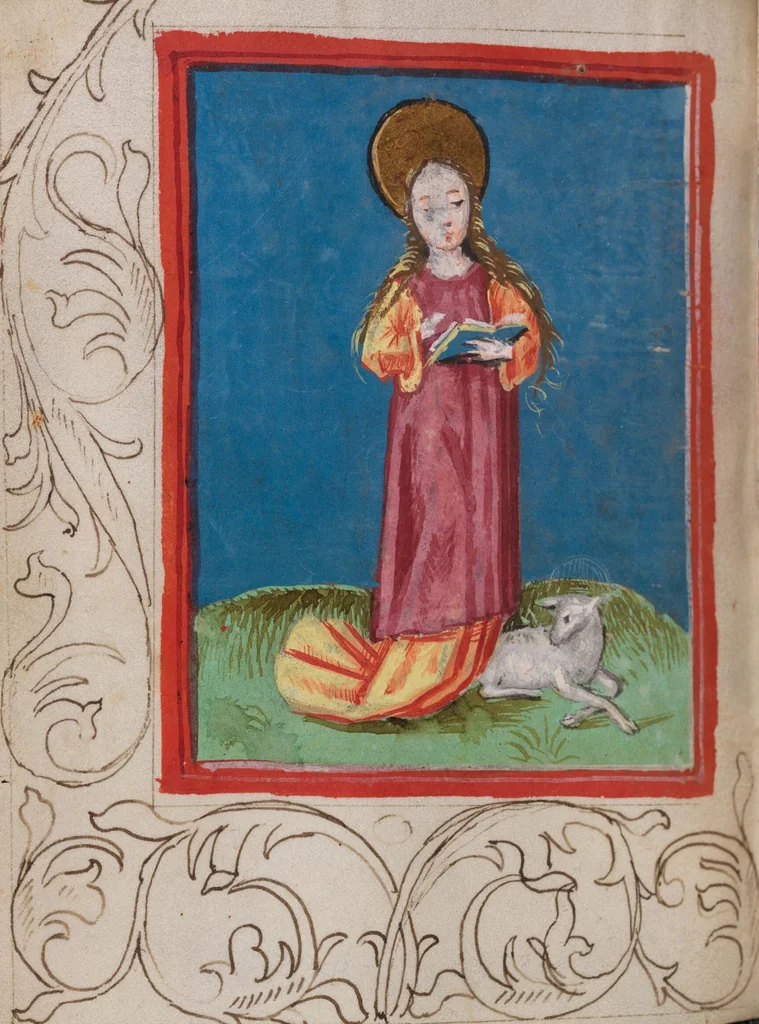 An illustration from Meditationes de sanctis mulieribus virginibusque, 1478, leaf 146