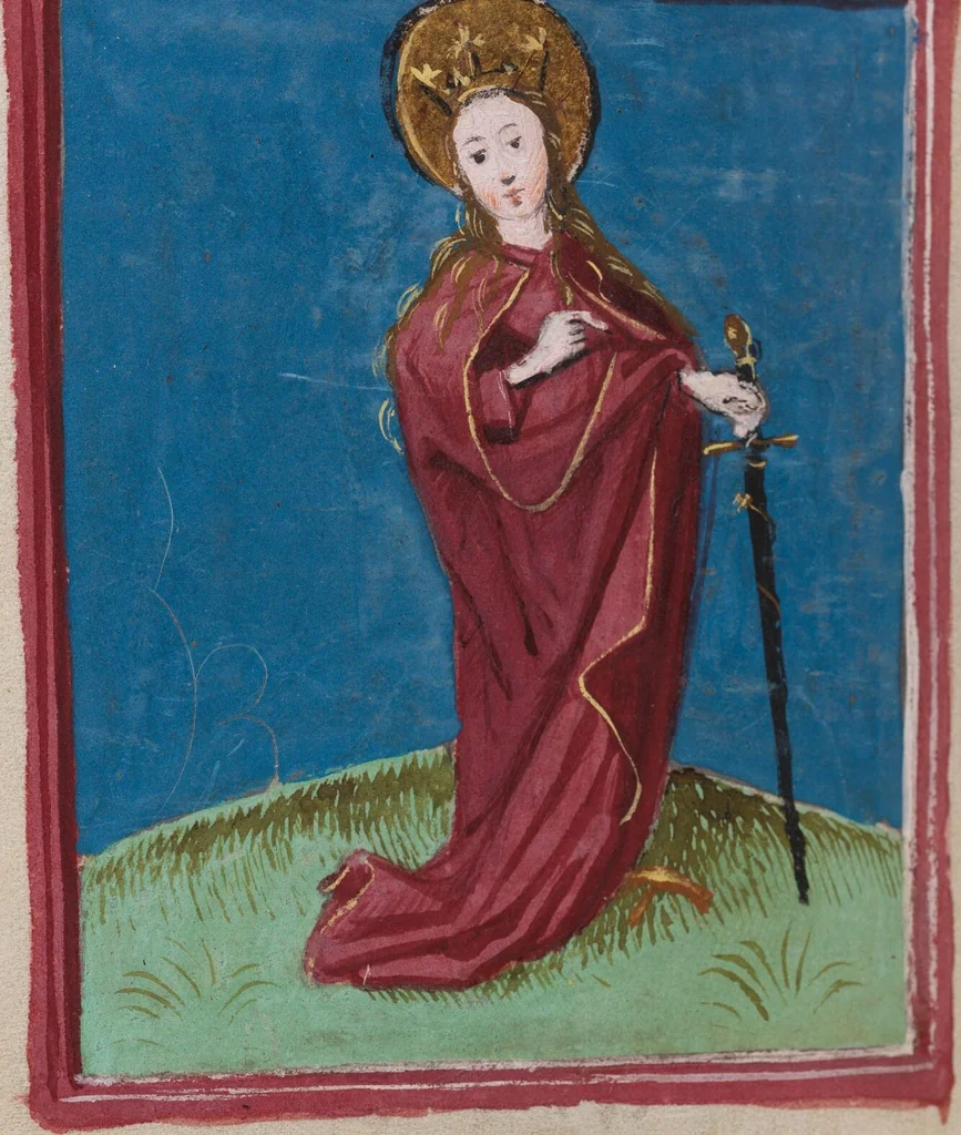 An illustration from Meditationes de sanctis mulieribus virginibusque, 1478, leaf 76