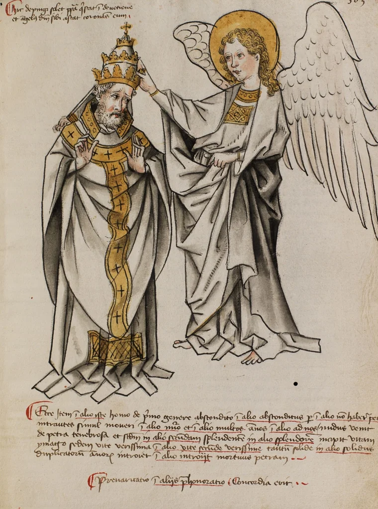 An illustration from Prophecies about the Papacy, 1444, leaf 17