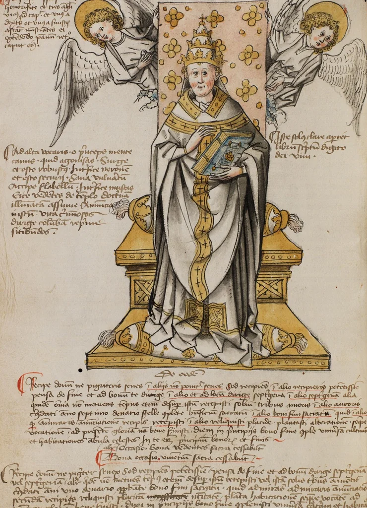 An illustration from Prophecies about the Papacy, 1444, leaf 18