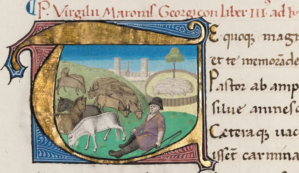 An illustration from Composite manuscript (Virgil), 1450, leaf 144