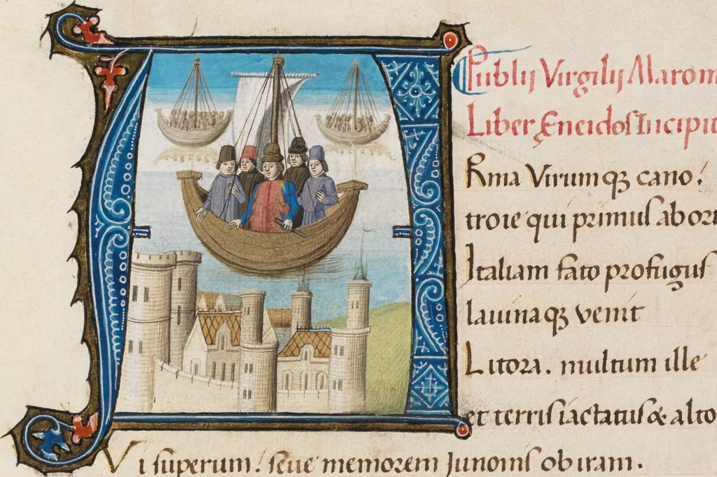 An illustration from Composite manuscript (Virgil), 1450, leaf 195