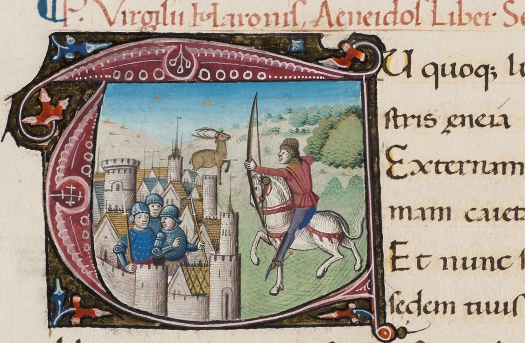 An illustration from Composite manuscript (Virgil), 1450, leaf 388