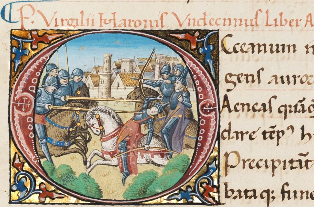 An illustration from Composite manuscript (Virgil), 1450, leaf 521