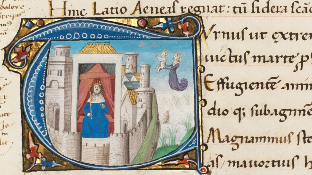 An illustration from Composite manuscript (Virgil), 1450, leaf 597
