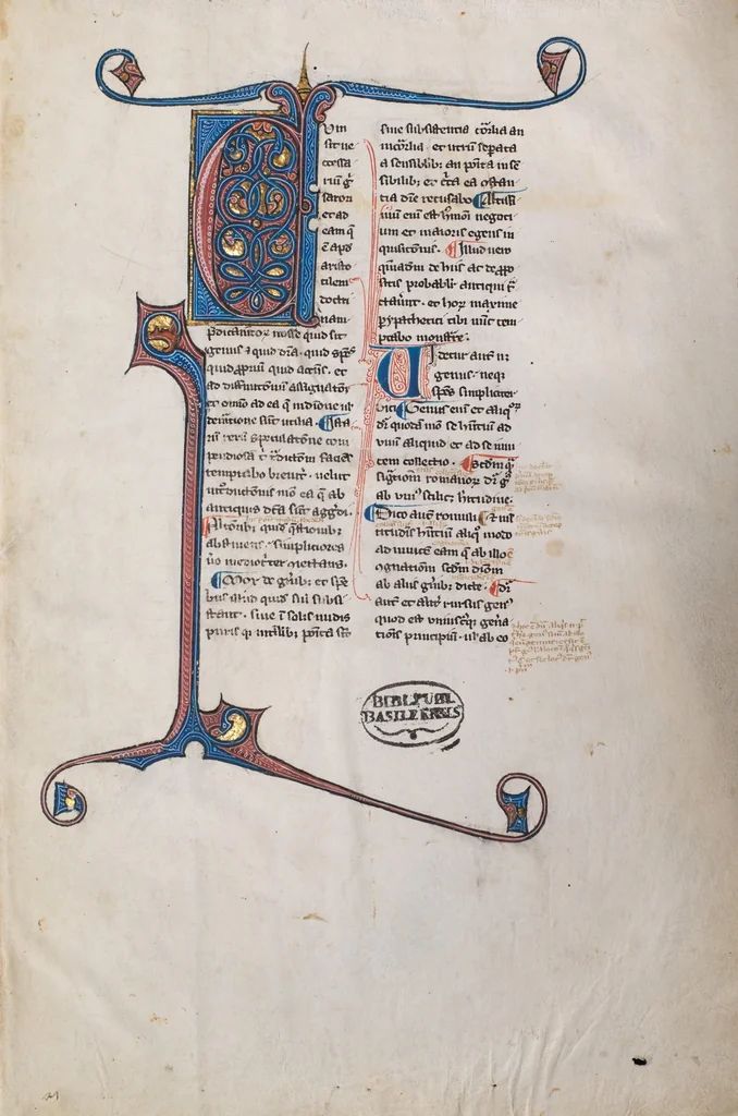 An illustration from Aristotle: The writings on logic, 1350, leaf 7
