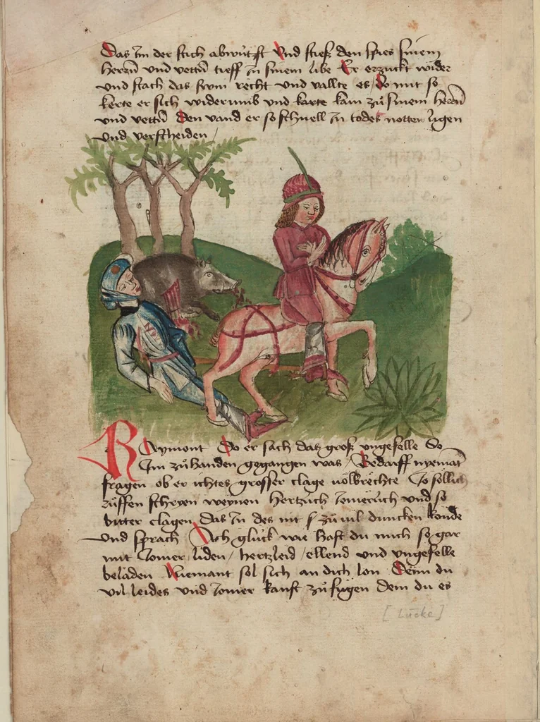 An illustration from Thüring von Ringoltingen, Story of the beautiful Melusine, 1471, leaf 10