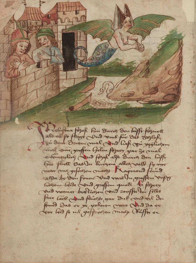 An illustration from Thüring von Ringoltingen, Story of the beautiful Melusine, 1471, leaf 116