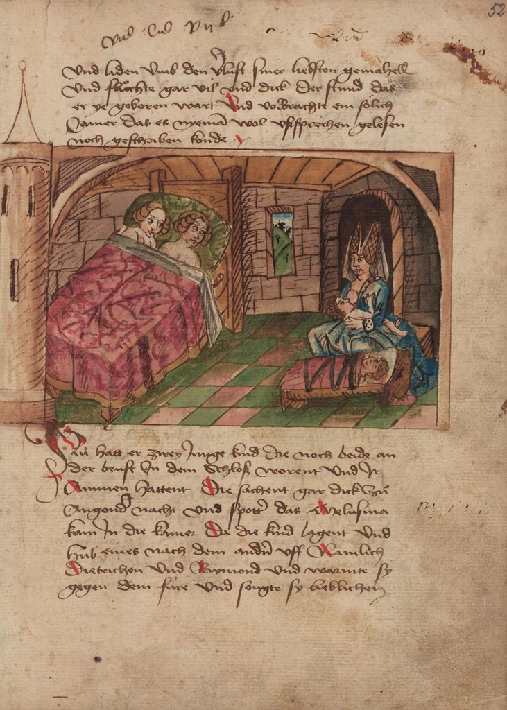 An illustration from Thüring von Ringoltingen, Story of the beautiful Melusine, 1471, leaf 121