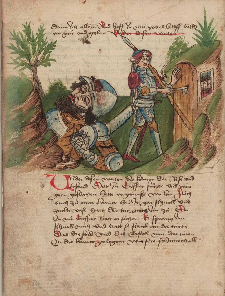 An illustration from Thüring von Ringoltingen, Story of the beautiful Melusine, 1471, leaf 142