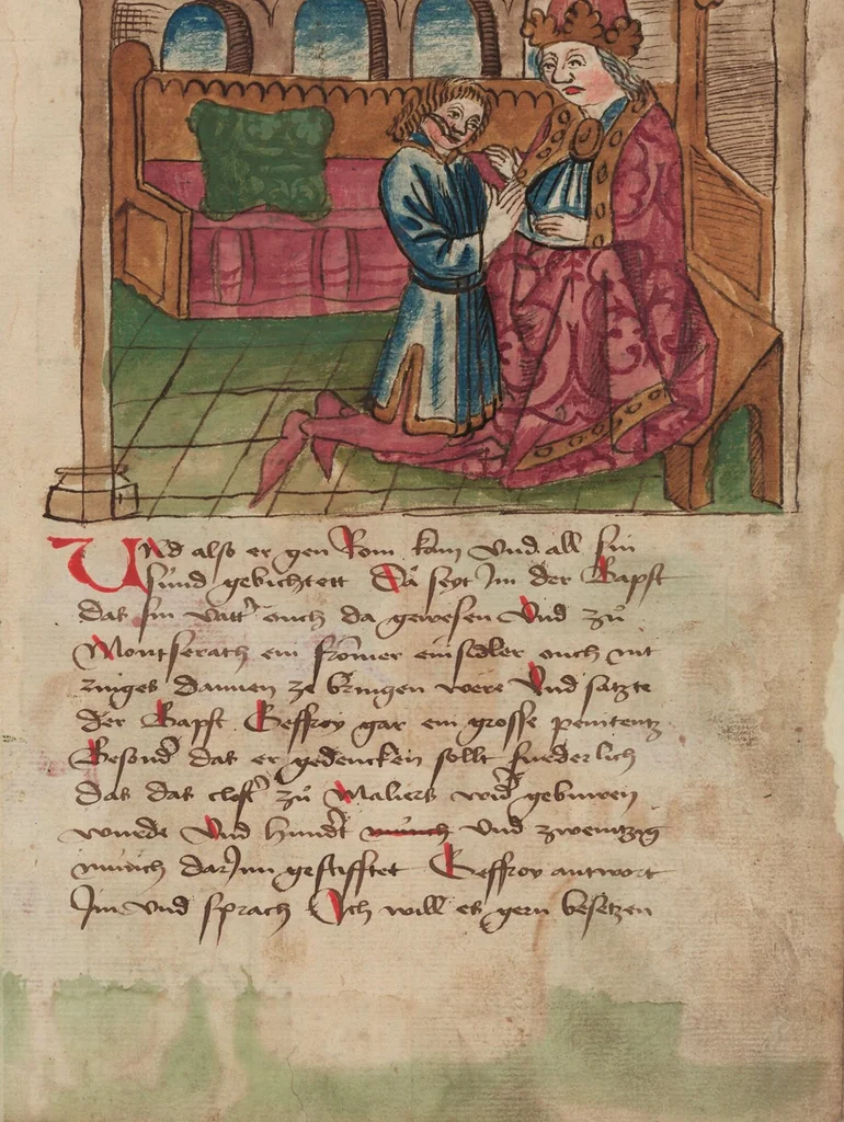 An illustration from Thüring von Ringoltingen, Story of the beautiful Melusine, 1471, leaf 161