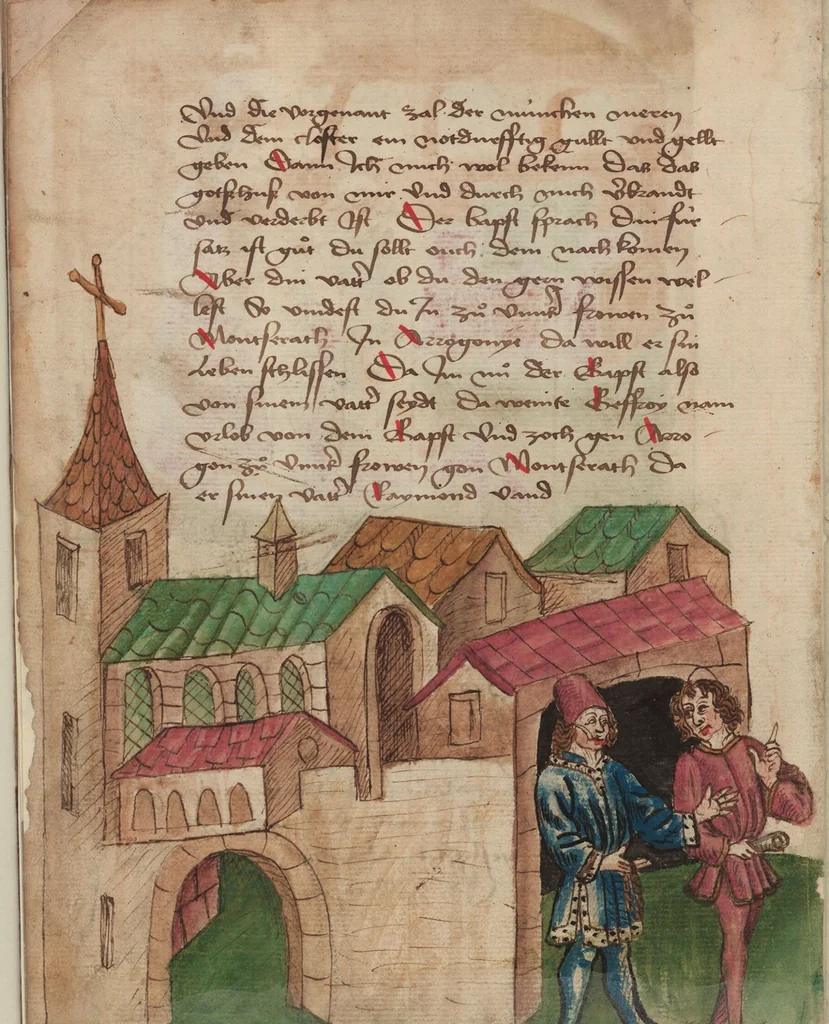 An illustration from Thüring von Ringoltingen, Story of the beautiful Melusine, 1471, leaf 162